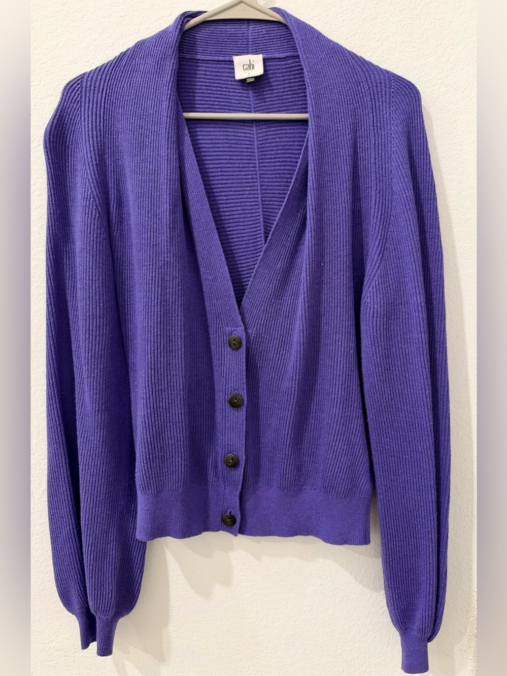 CAbi Violet Ribbed V-Neck Button Cardigan - Picture 1 of 1